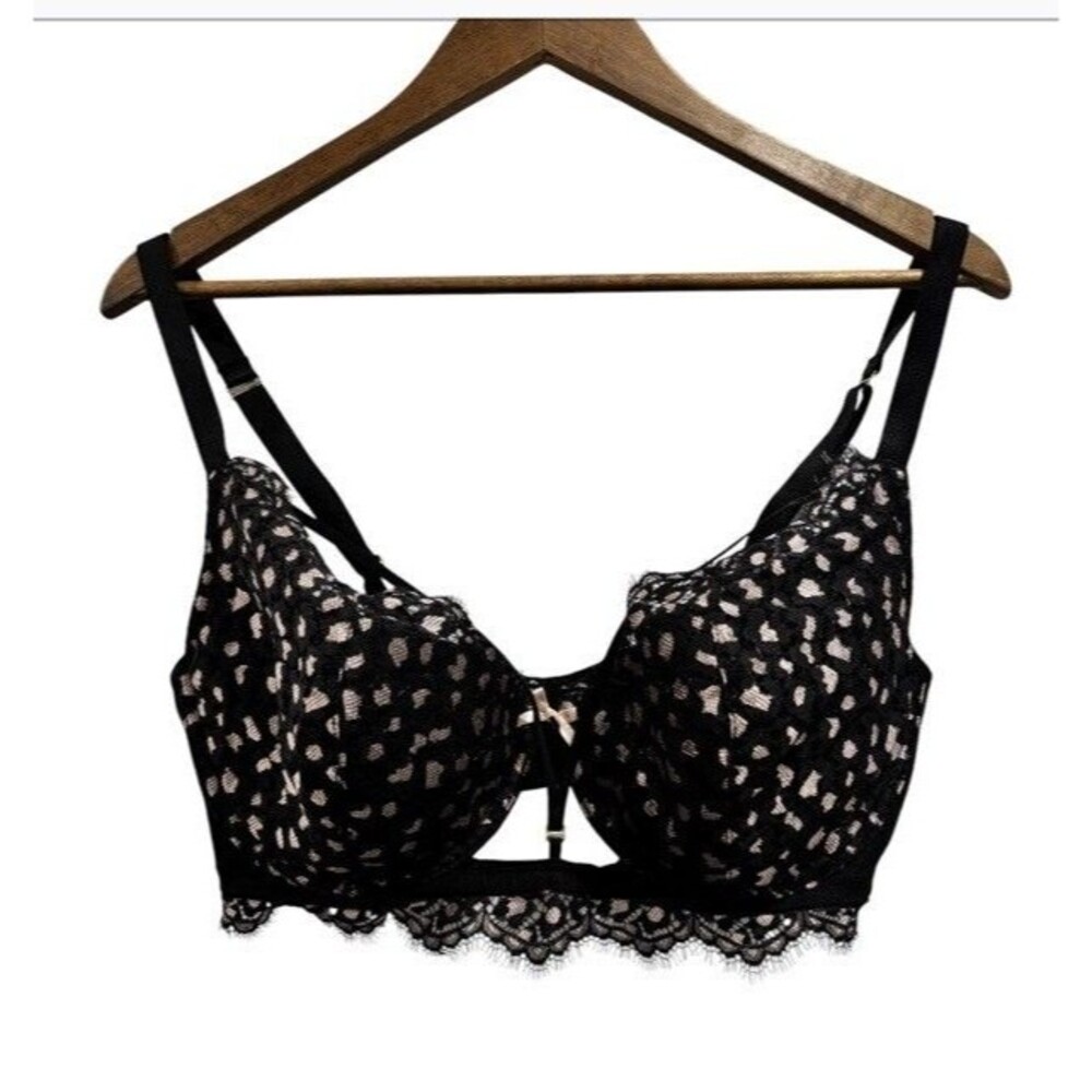 Cacique Size 38DDD Balconette Underwire Bra Black Pink Strappy Sexy Lace